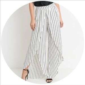 White striped wrap pants
